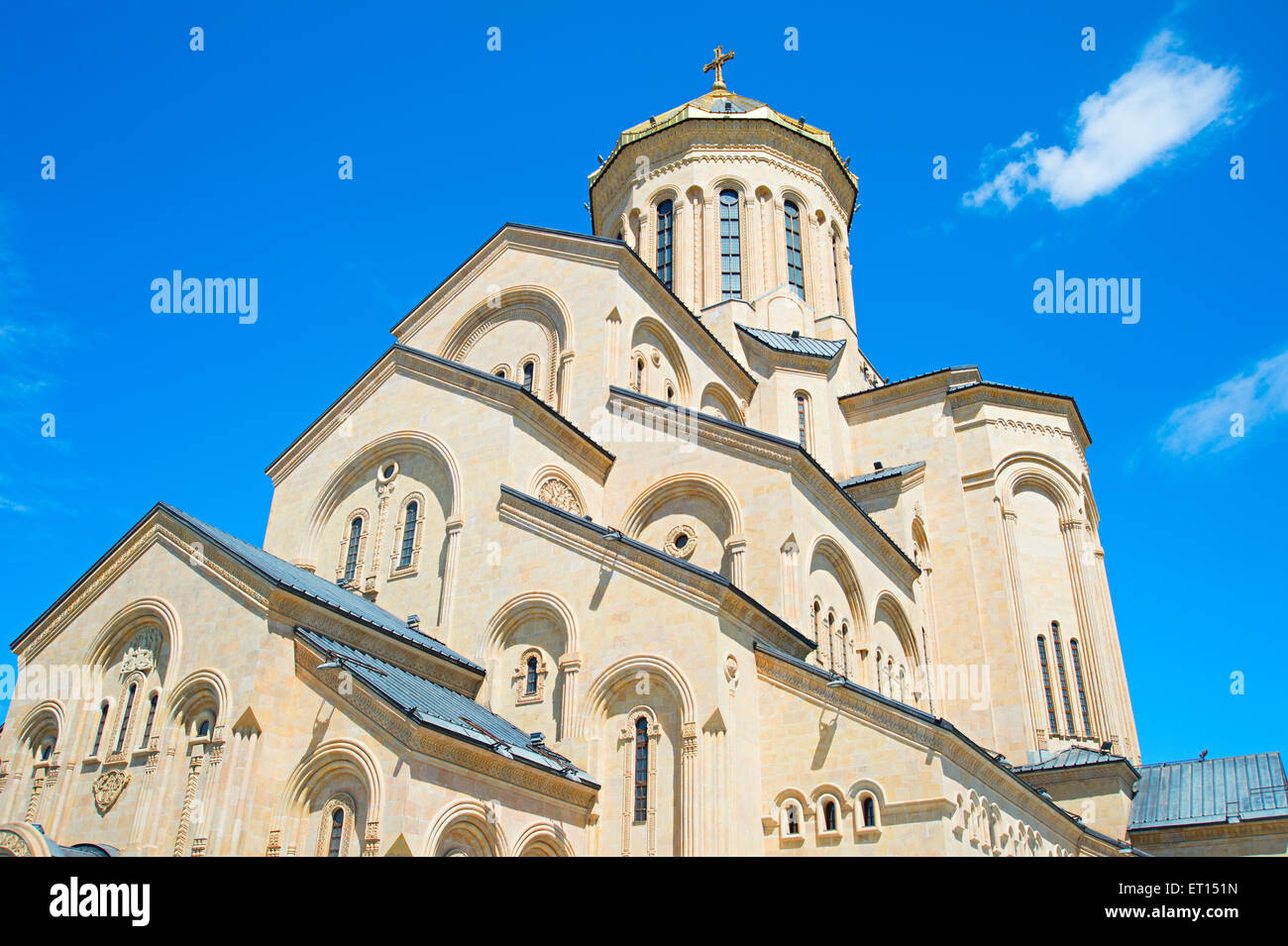 Berühmte Sameba Kirche, Seitenansicht. Tiflis (Tbilissi), Georgien Stockfoto