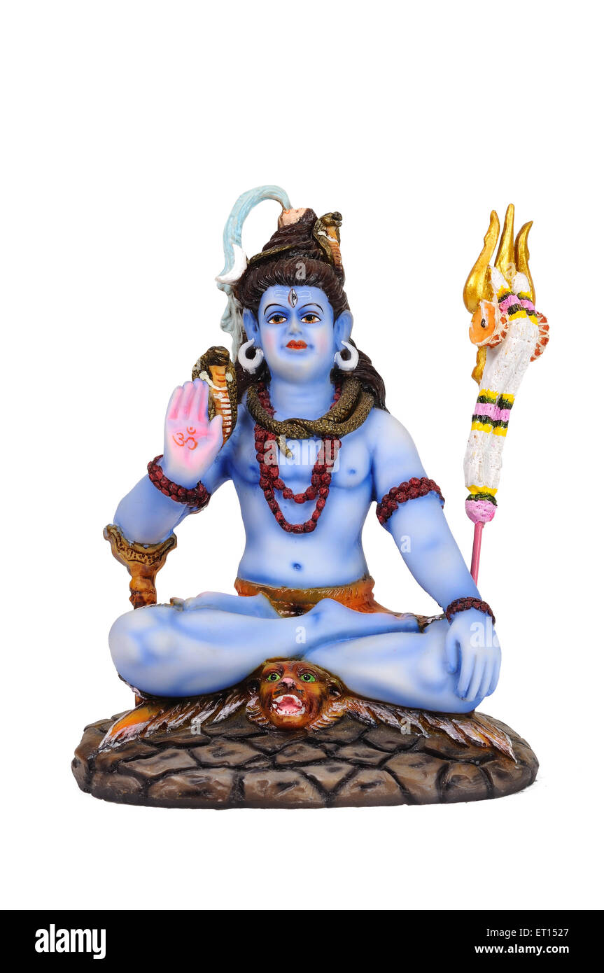 Clay Statue des Gottes Shiva auf Tigerfell sitzend Stockfoto