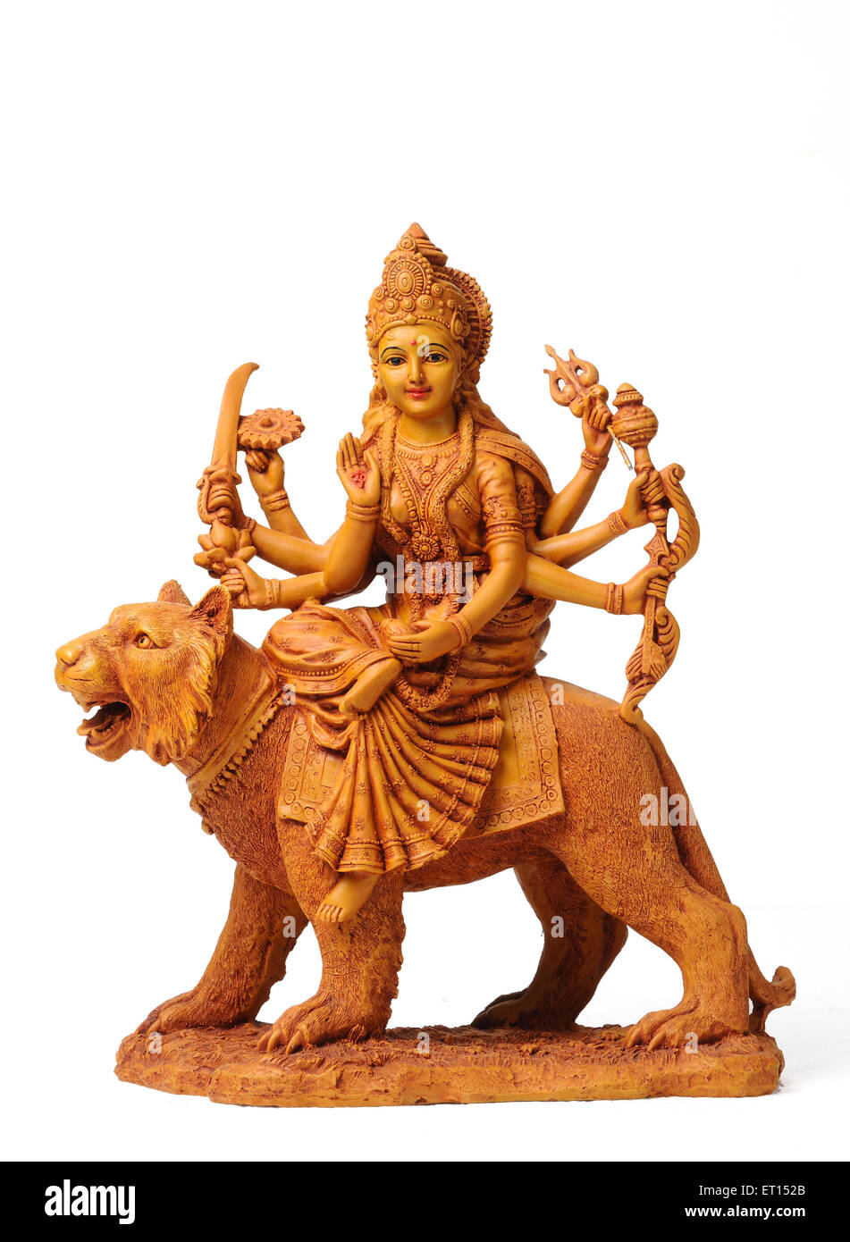 Clay Statue der Göttin Maa Durga montiert auf lion Stockfoto