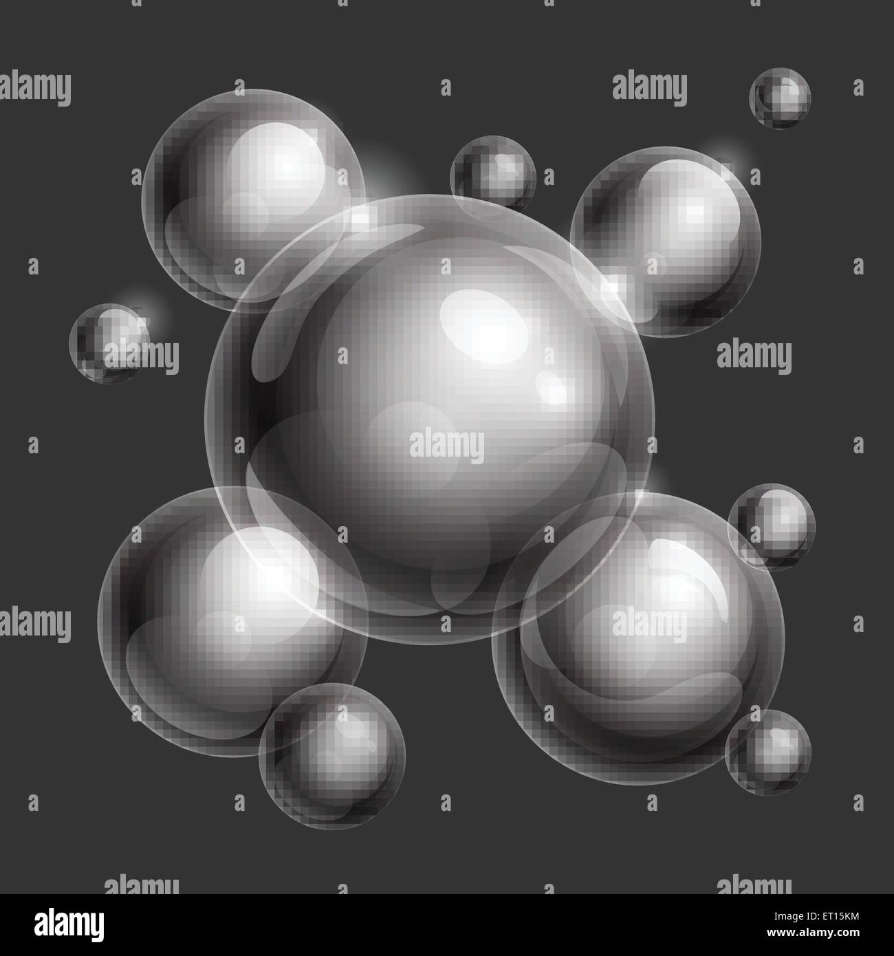 Realistische glänzend transparentes Wasser Tropfen Sphären. 10 RGB EPS-Vektor-Illustration. Kann auf einer Hintergrundfarbe platziert werden Stock Vektor