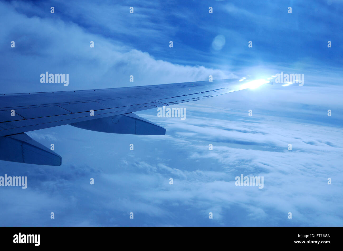 Draufsicht vom Flugzeugfenster; Indien Stockfoto