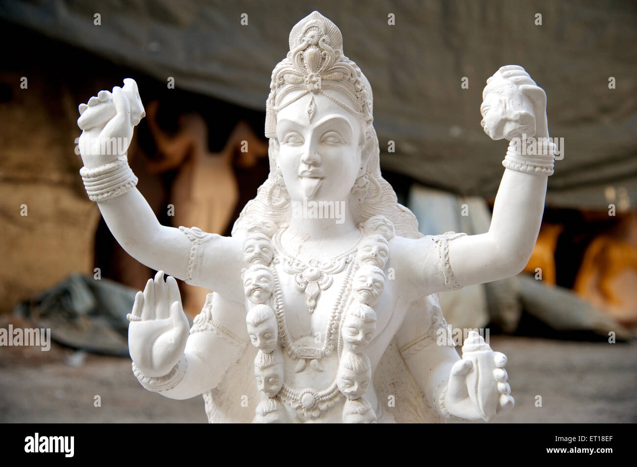 Göttin Durga Idol Herstellung Workshop Indien Asien Stockfoto