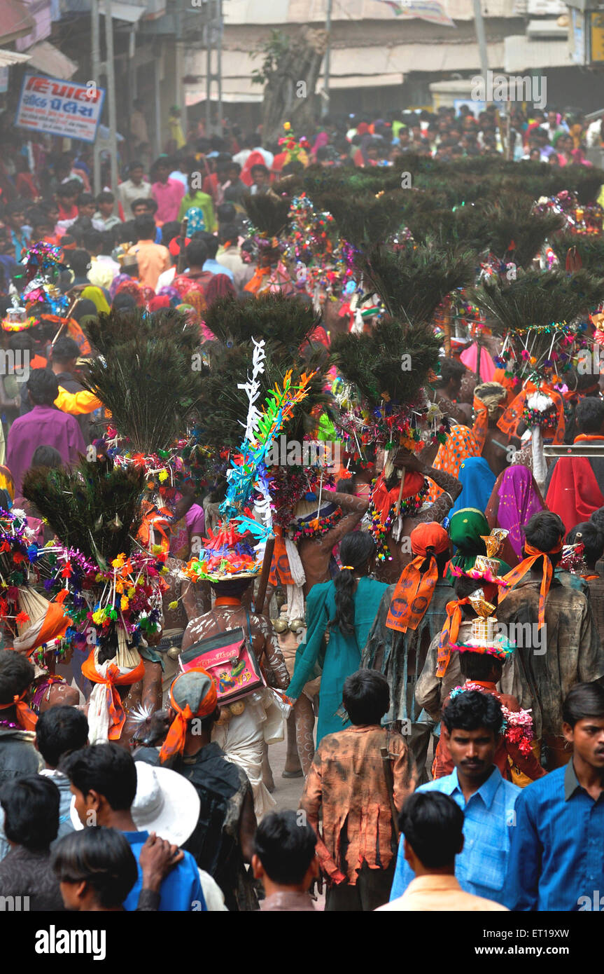 Tribals feiern, Tribal fair, Holi Festival, Kawant, Kavant, Chhotaudepur, Chhota Udepur, Chhotaudaipur, Chhota Udaipur, Vadodara, Gujarat, Indien Stockfoto
