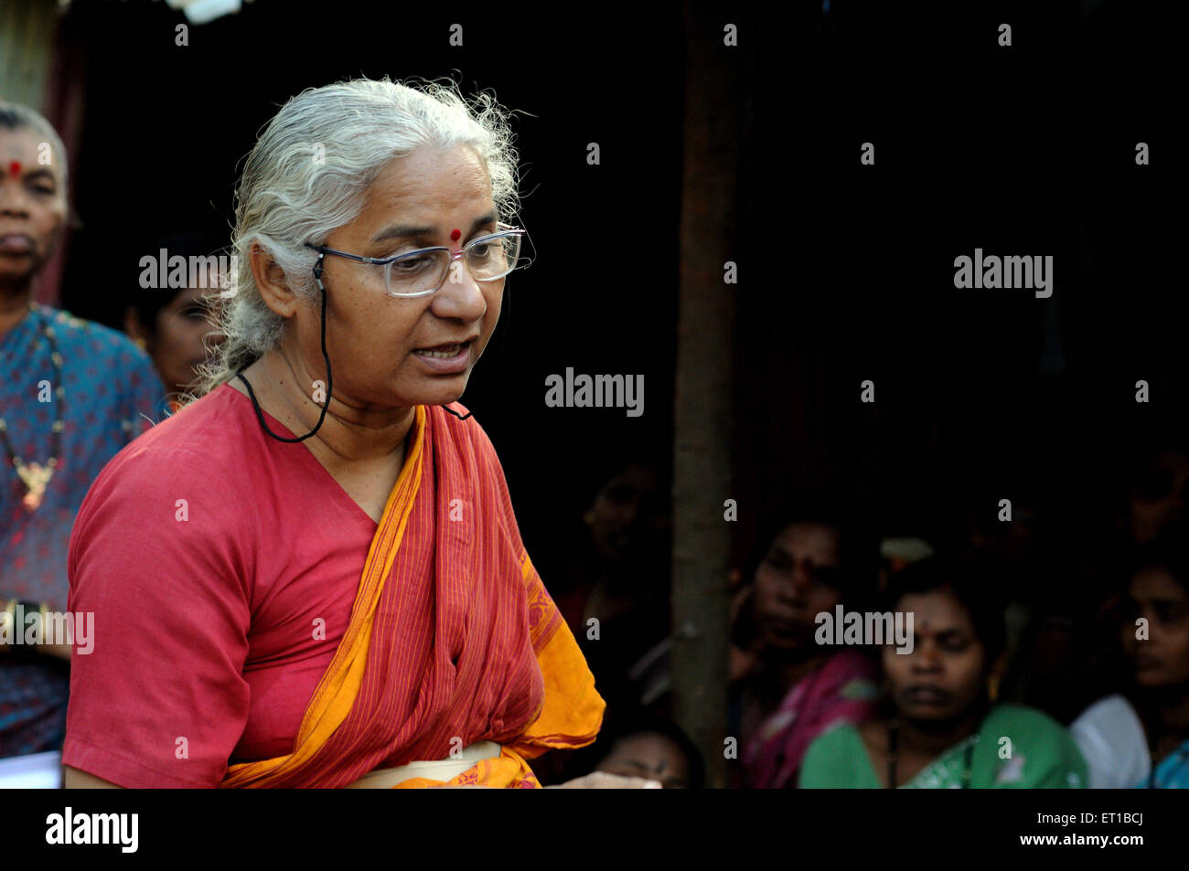 Soziale Aktivistin Medha Patkar Ghar Bachao Ghar Banao Bewegung Mumbai in Maharashtra Indien Asien Stockfoto