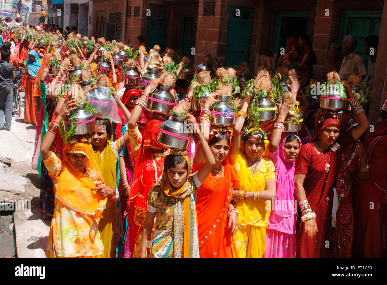 Mangal Kalash Prozession; Jodhpur; Rajasthan; Indien; asien Stockfoto
