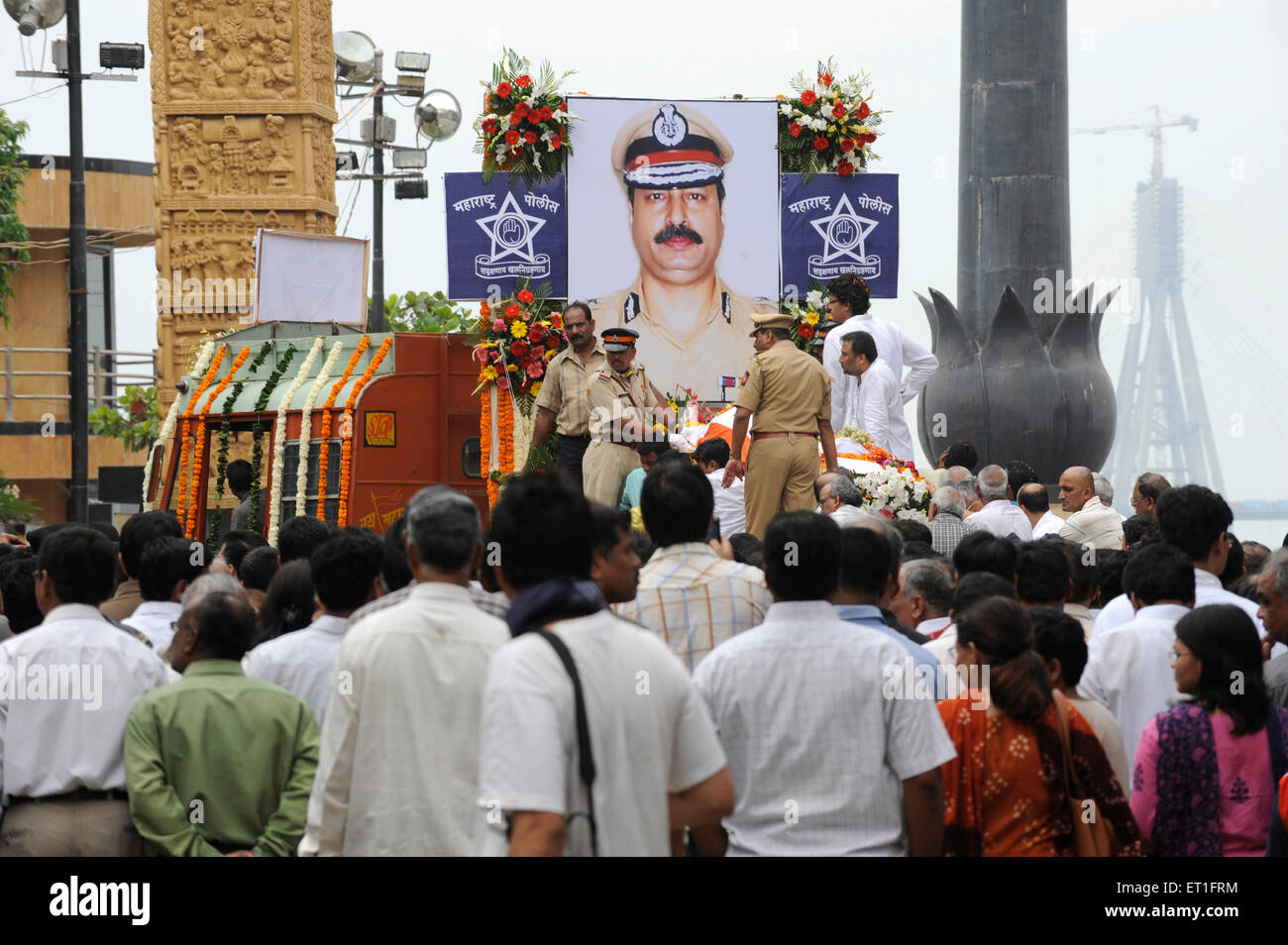 Homage, Hemant Karkare, Chief Anti Terrorism Squad, tötete 2008 Terroranschlag in Mumbai, Bombay, Mumbai, Maharashtra, Indien Stockfoto