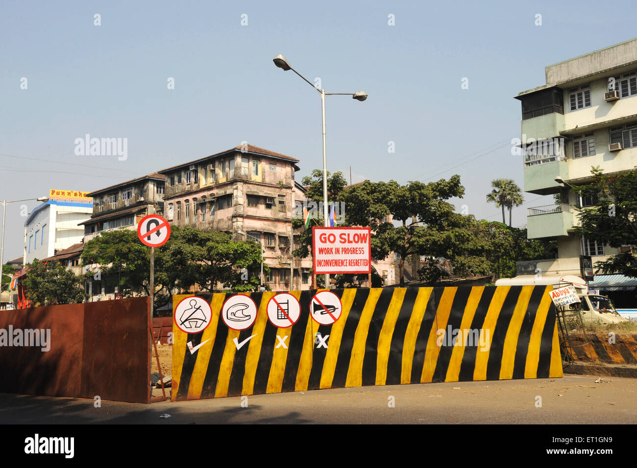 Straßenblockschild, Bombay, Mumbai, Maharashtra, Indien Stockfoto