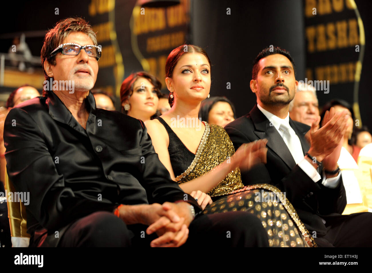 Amitabh Bachchan, Aishwarya Rai Bachchan, Abhishek Bachchan, indische Schauspielerin, Indien, Asien Stockfoto