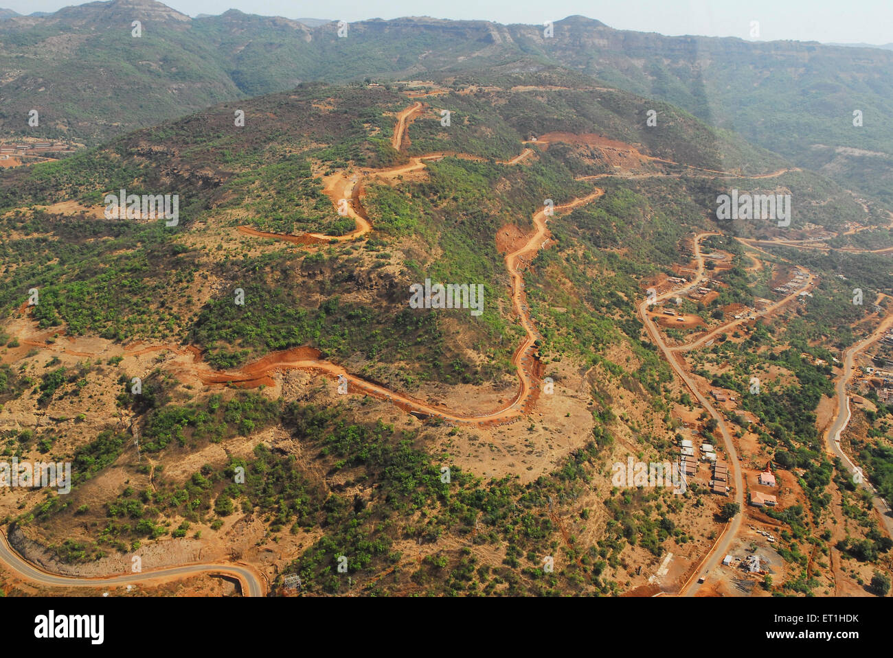 Luftaufnahme von Bergstraßen, Lavasa, Pune, Maharashtra, Indien, Asien Stockfoto