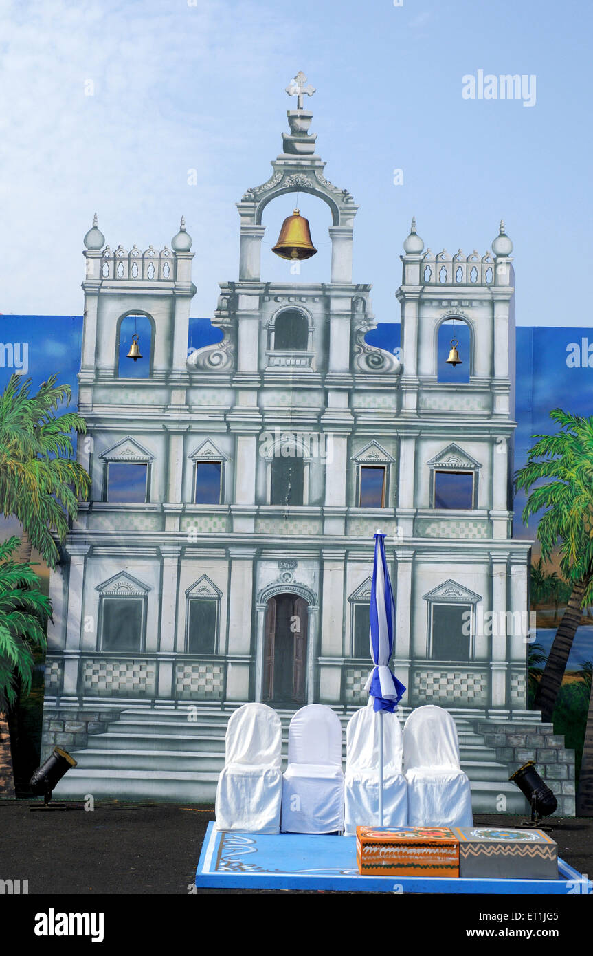 kirche zurück Drop Hintergrund Hintergrund Hintergrund Boden; shree shiv chhatrapati Sportkomplex; balewadi; Pune; Maharashtra; Indien Stockfoto