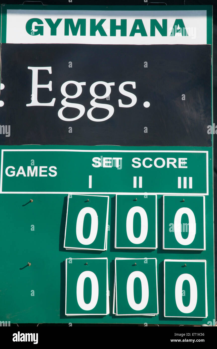 Anzeigetafel für Tennisspiele Stockfoto