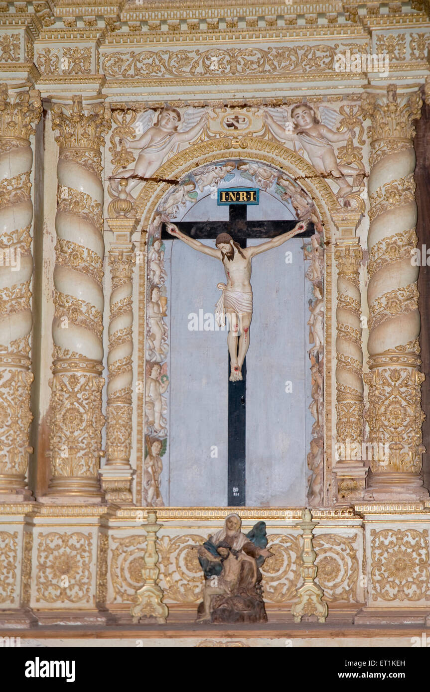 St Francis von Assisi Kirche Kreuz mit Jesus Goa Maharashtra Indien Asien März 2011 Stockfoto