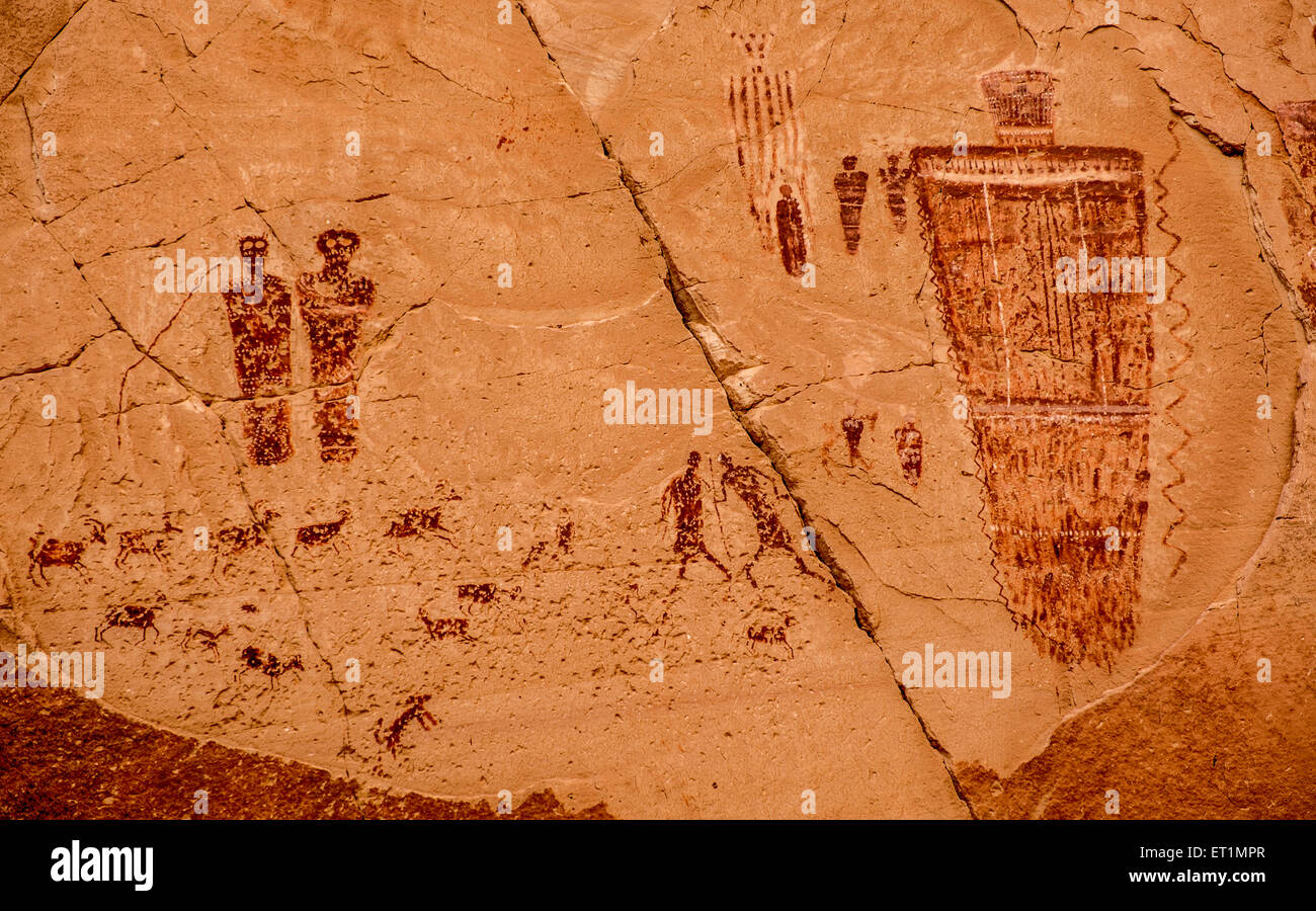 Horseshoe Canyon Piktogramme, Canyonlands National Park - Utah Stockfoto