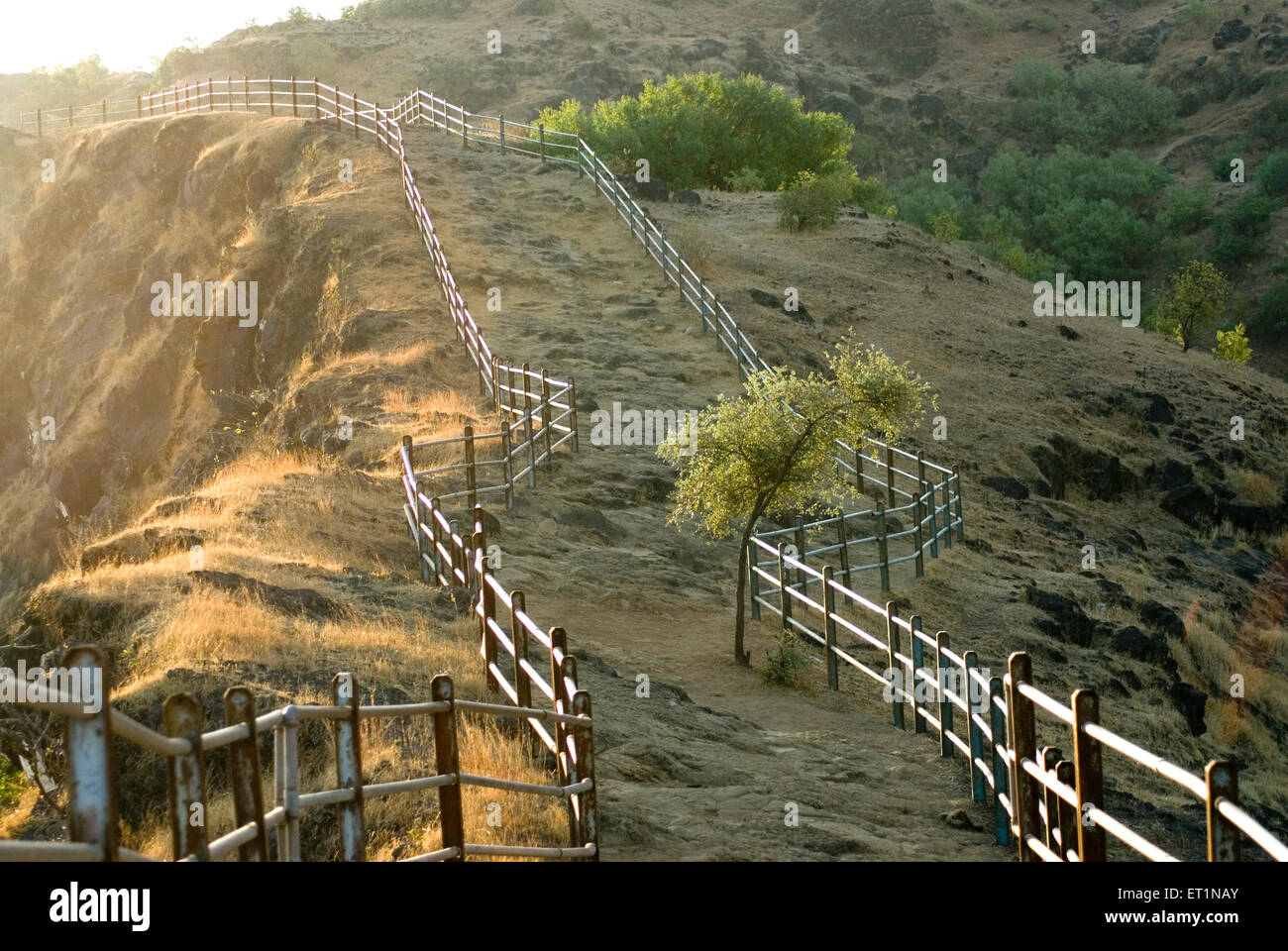 Geländer an Takmak Tok auf Fort Raigad; Maharashtra; Indien Stockfoto
