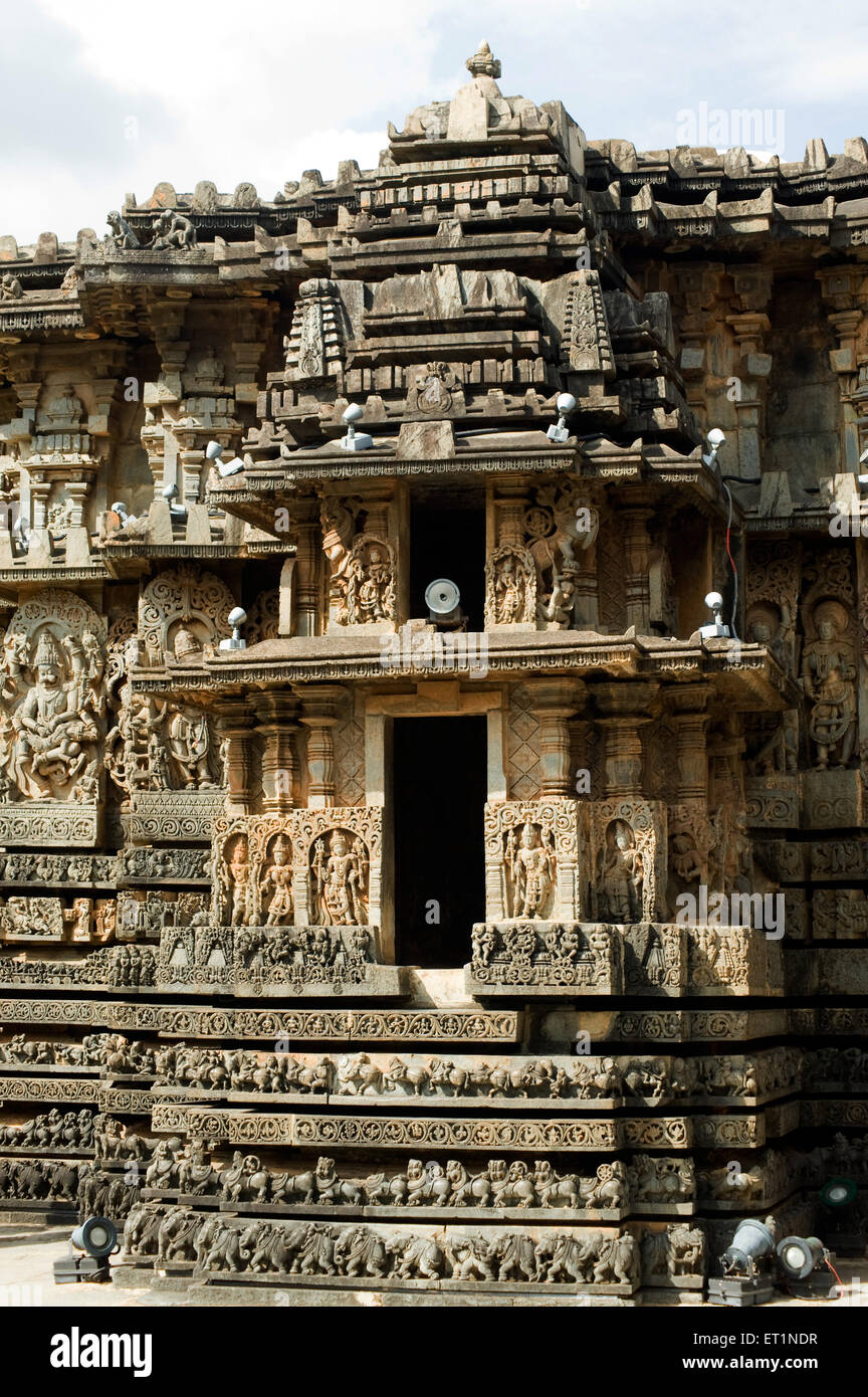 Schrein des Hoysaleswara Tempel; Halebid Dorasamudra; Hassan; Karnataka; Indien Stockfoto