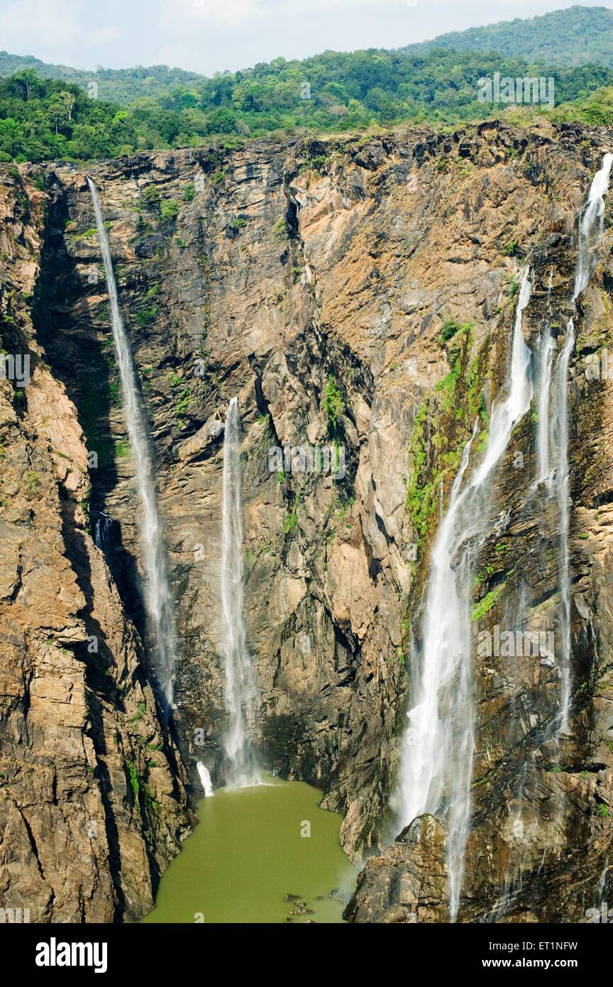 Jog fällt; Sharavati Fluss Wasserfall; Sagar; Shimoga; Shivamoga; Western Ghats; Karnataka; Indien; Asien Stockfoto