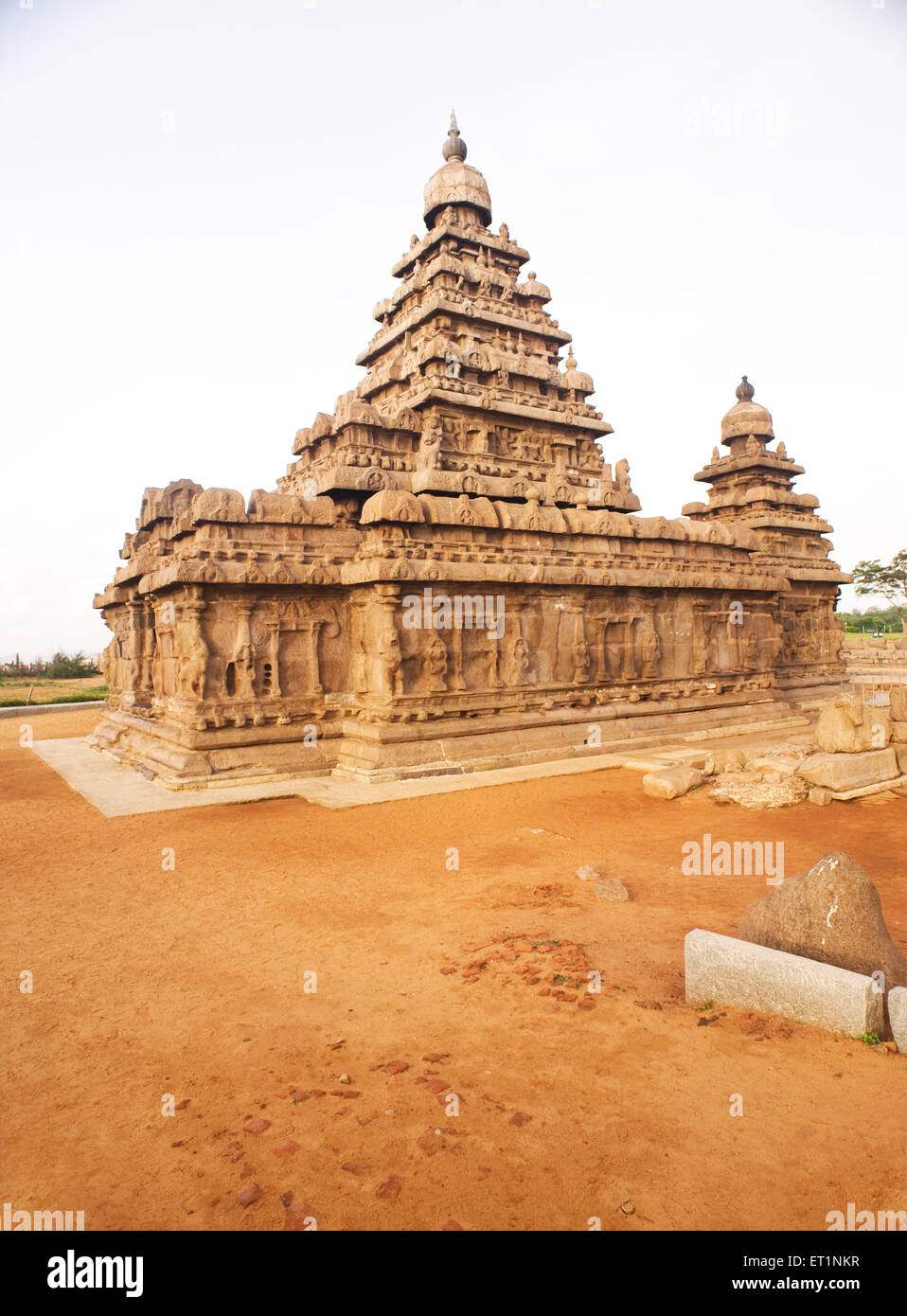 Shore Tempel; Mahabalipuram Mamallapuram; Tamil Nadu; Indien Stockfoto