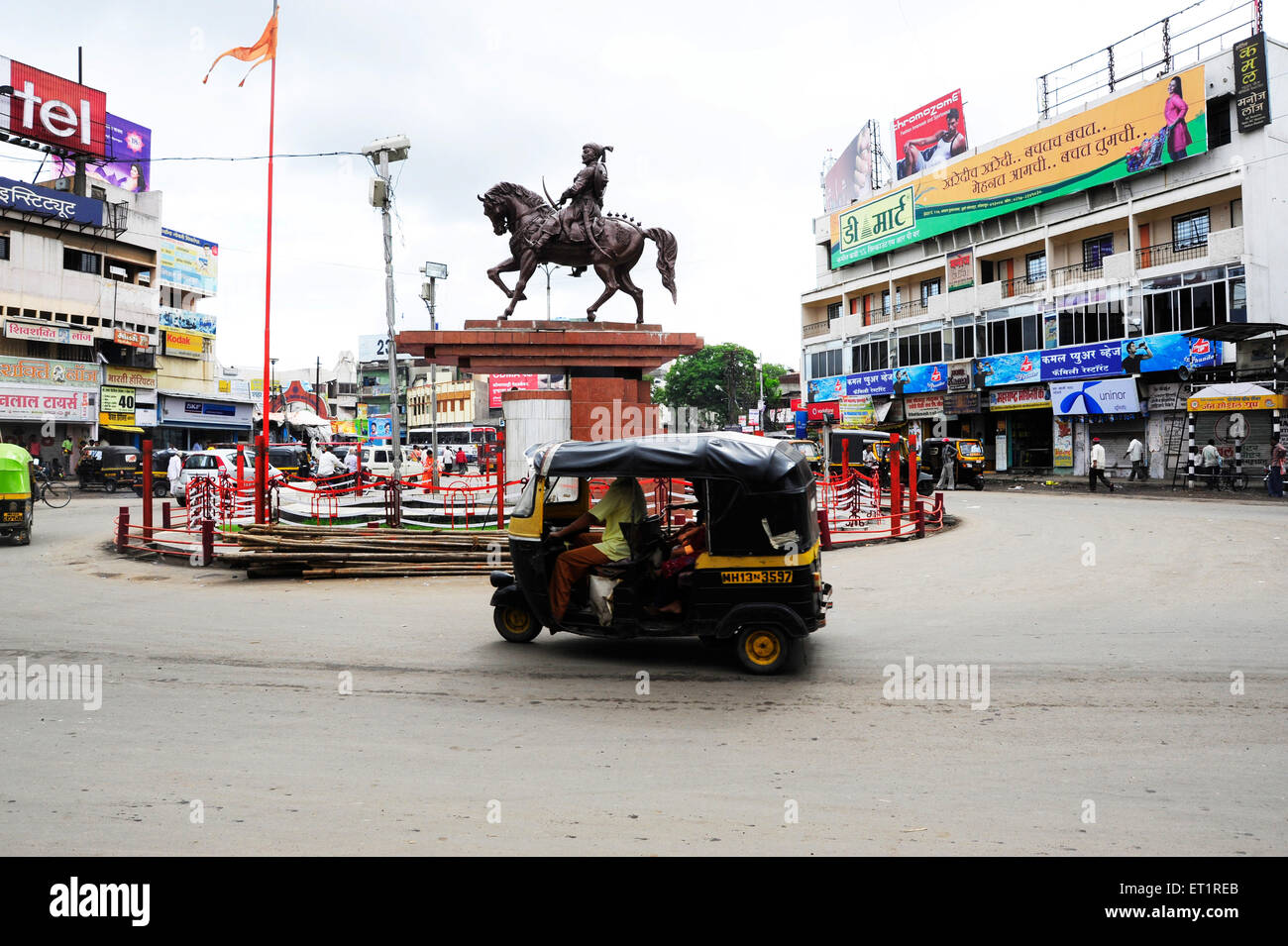 Panjarpola Kreuzung und Statue von Shivaji Maharaj; Solapur; Maharashtra; Indien Stockfoto
