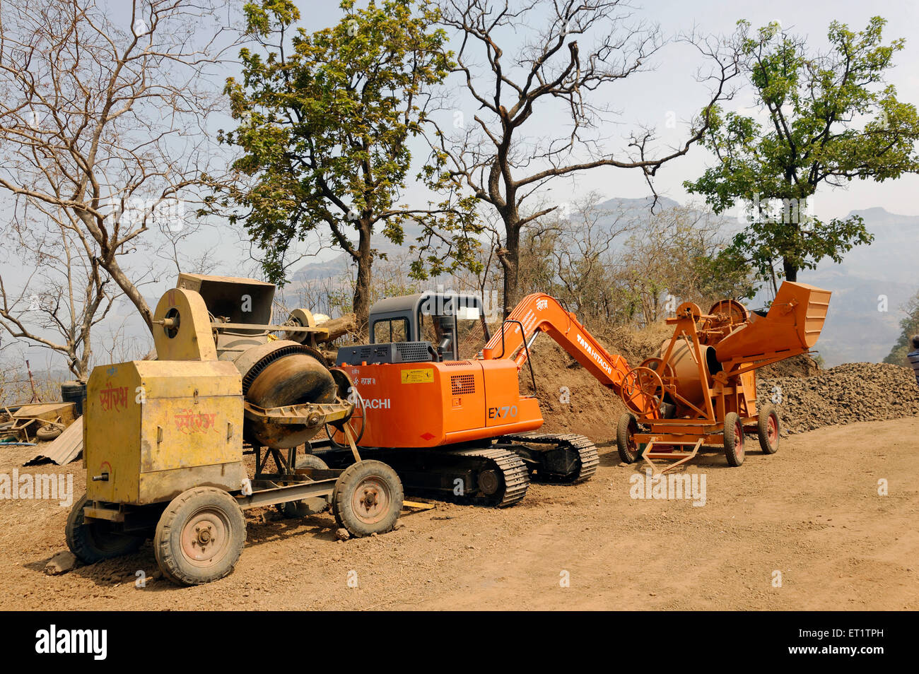 Baumaschinen in Maharashtra Indien Asien Stockfoto