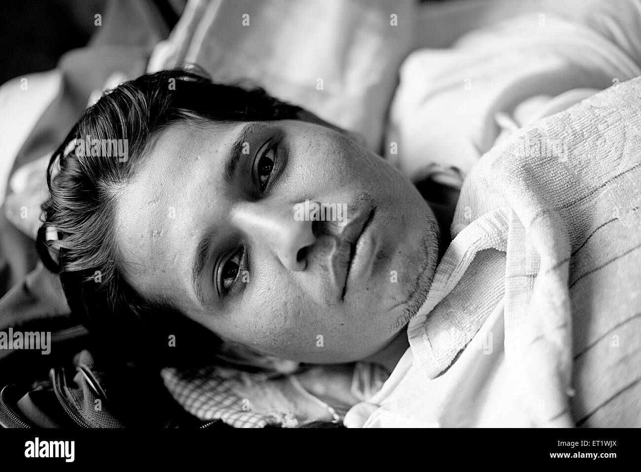Ravi Raj Bürgerin verletzten erholt sich im Krankenhaus JJ während den letzten Bombe am 26. November 2008 sprengt Mumbai Stockfoto