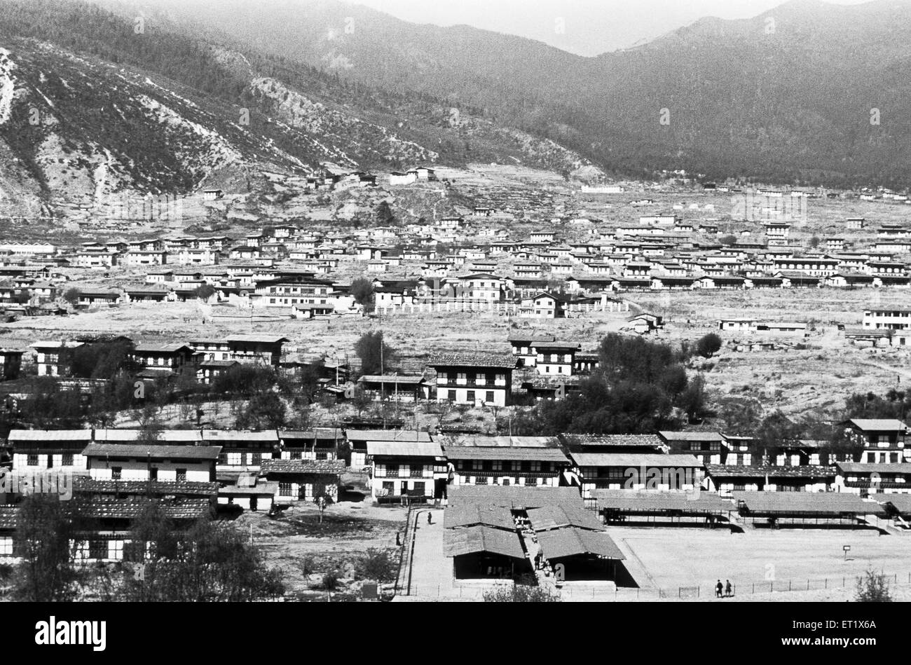 Die großartige aussicht auf das gefeierte Paro-Tal; Paro; Bhutan; Asien; altes Bild des Jahrgangs 1900 Stockfoto