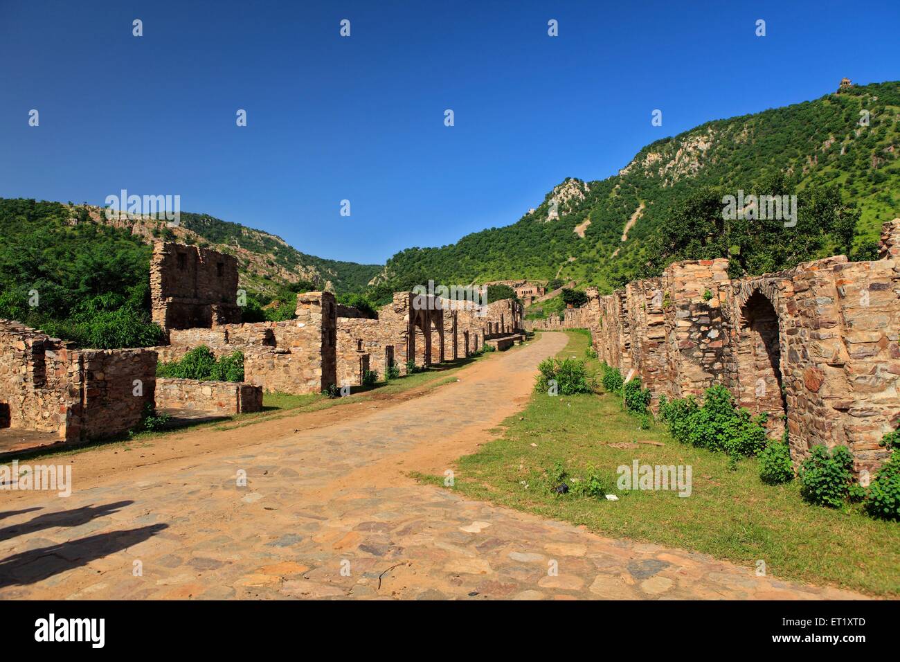 Ruine Fort; Bhangarh; Rajasthan; Indien Stockfoto