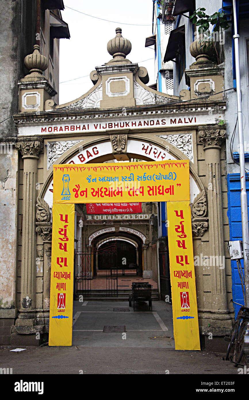 Altes Gebäude; Morarbhai Vijbhuk Handas Malvi; Morar Bag; Charni Road; Bombay; Mumbai; Maharashtra; Indien; Asien; Asiatisch; Indisch Stockfoto