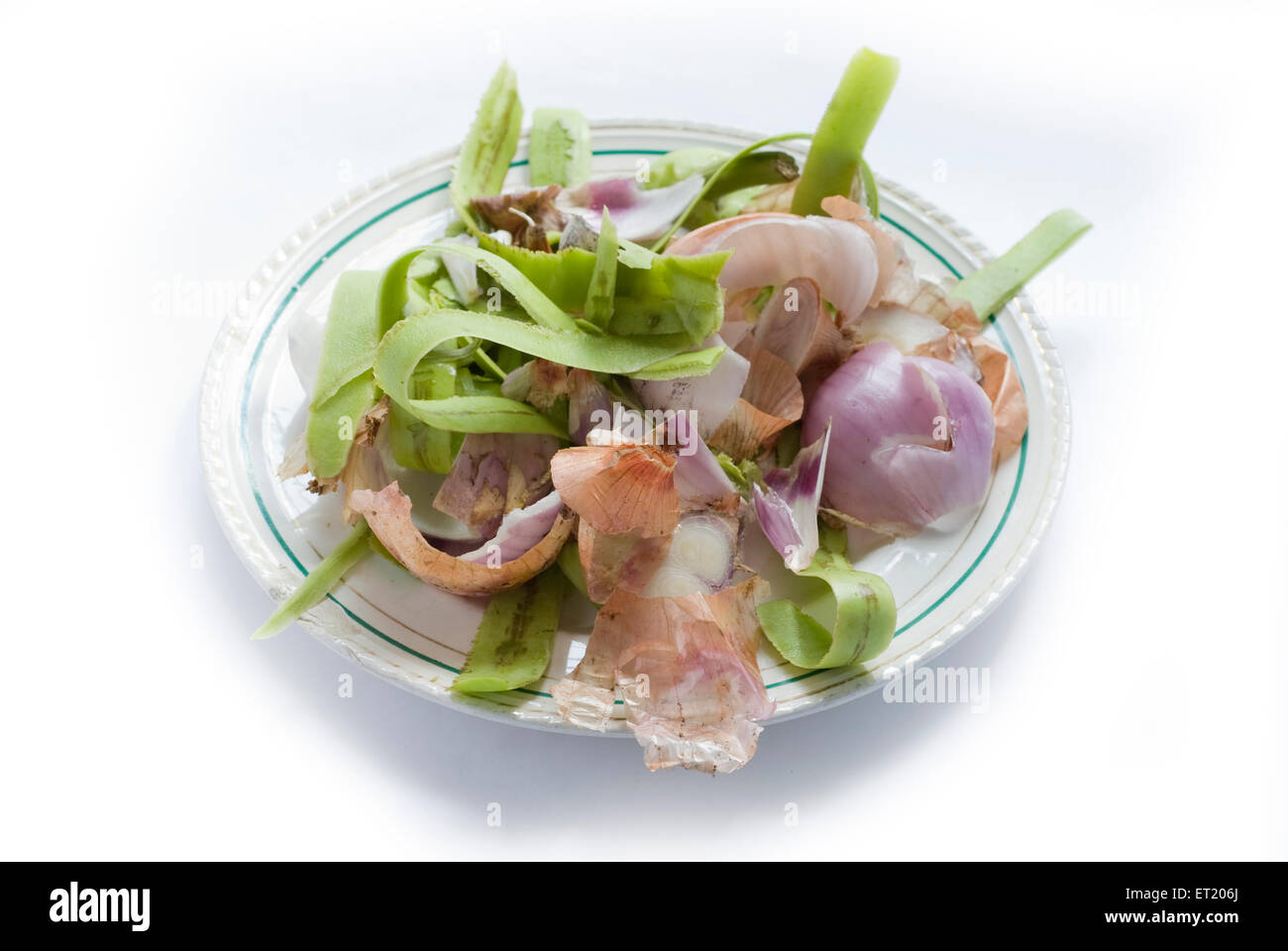 Ein Teller voll geschälte lange Melone; Chinesische Melone; Flaschenkürbis (Agenaria Siceraria); Zwiebeln; Mumbai Stockfoto