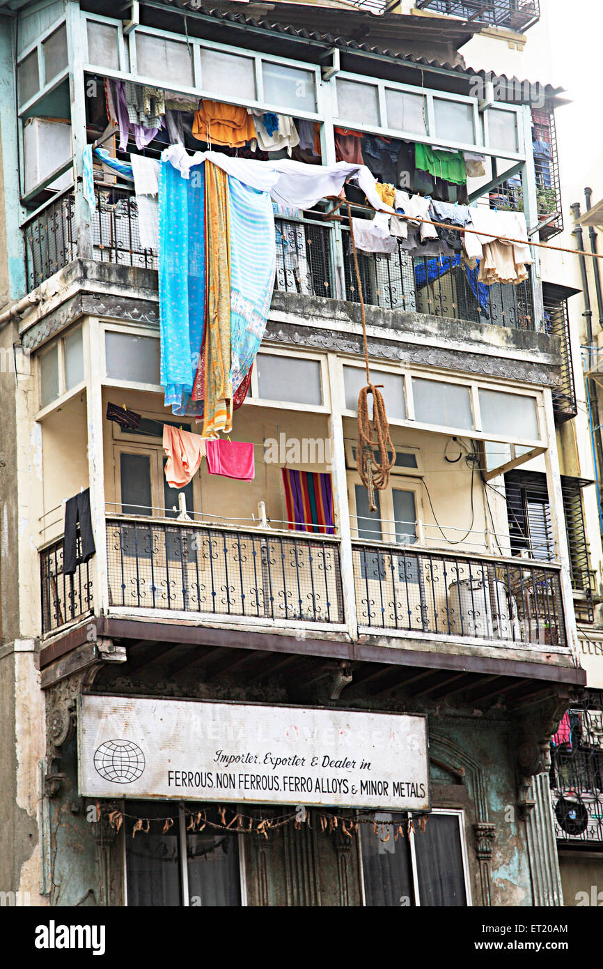 Old chalw; Girgaon; Jagannath Shankarsheth Road; Charni Road; Bombay; Mumbai; Maharashtra; Indien; Asien; Asiatisch; Indisch Stockfoto