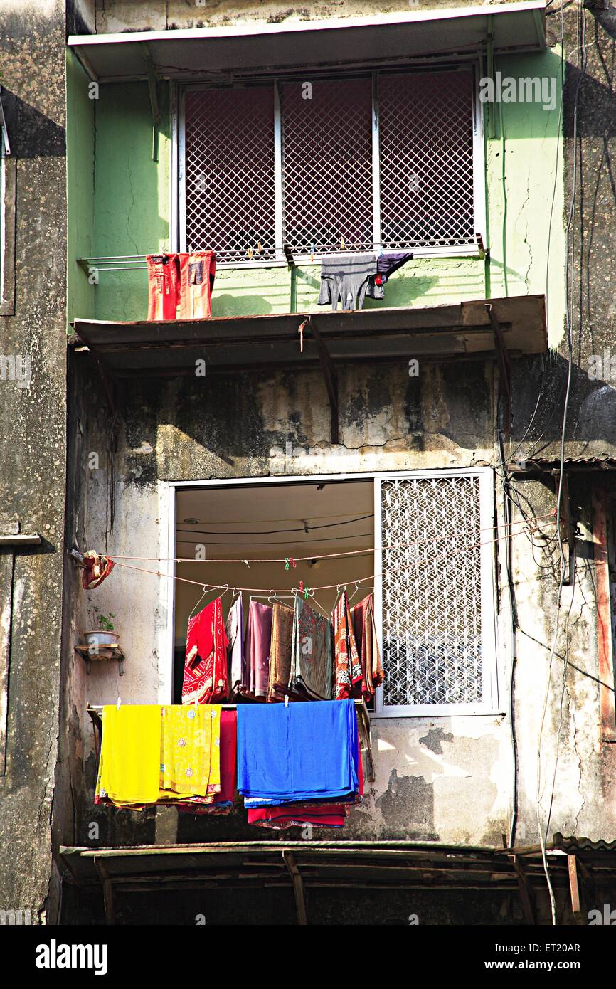 Old chalw; Girgaon; Jagannath Shankarsheth Road; Charni Road; Bombay; Mumbai; Maharashtra; Indien; Asien; Asiatisch; Indisch Stockfoto