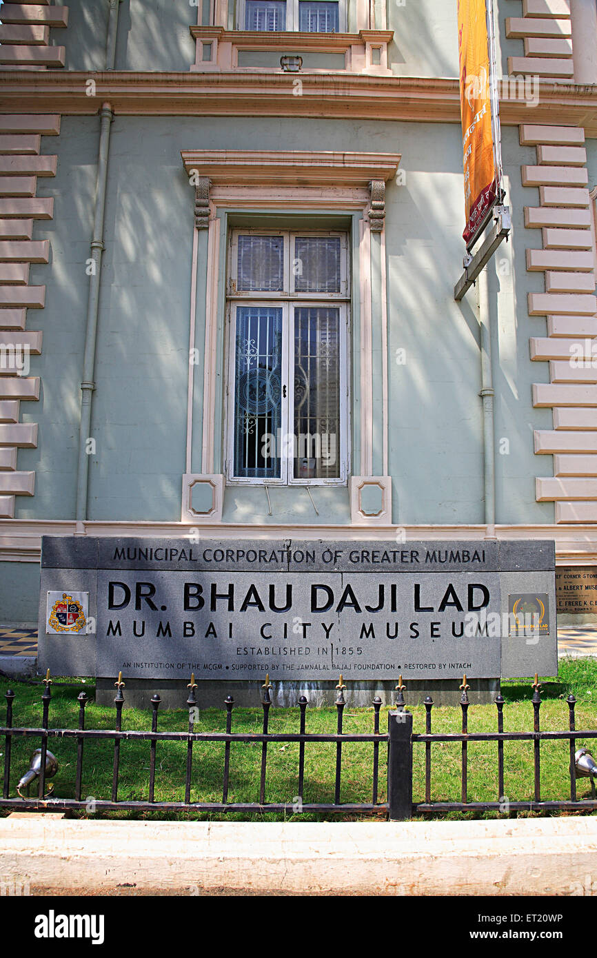 Dr. Bhau Daji Lad, Mumbai City Museum, Veermata Jijabai Bhonsale Udyan, Victoria Gardens, Rani Bagh, Byculla Zoo, Bombay, Mumbai, Maharashtra, Indien Stockfoto