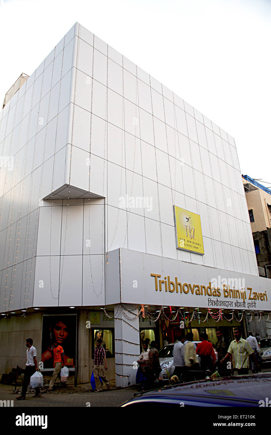 Tribhovandas Bhimji Zaveri Goldschmied Shop; Sheikh Memon Straße; Zaveri Bazaar; Marine Lines; Bombay-Mumbai Stockfoto