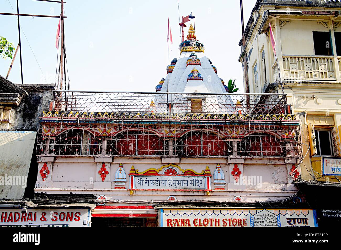 Ort der Anbetung Shree Rokadiya Hanuman oder Monkey Tempel Gottes; Princess Street; Shamal Das Gandhi Straße; Marine Lines; Mumbai Stockfoto