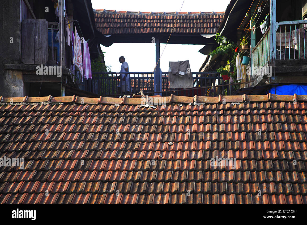 Fliesendach aus Kaulboden, Lower Parel, Bombay, Mumbai, Maharashtra, Indien, Asien, Asien, Indien Stockfoto