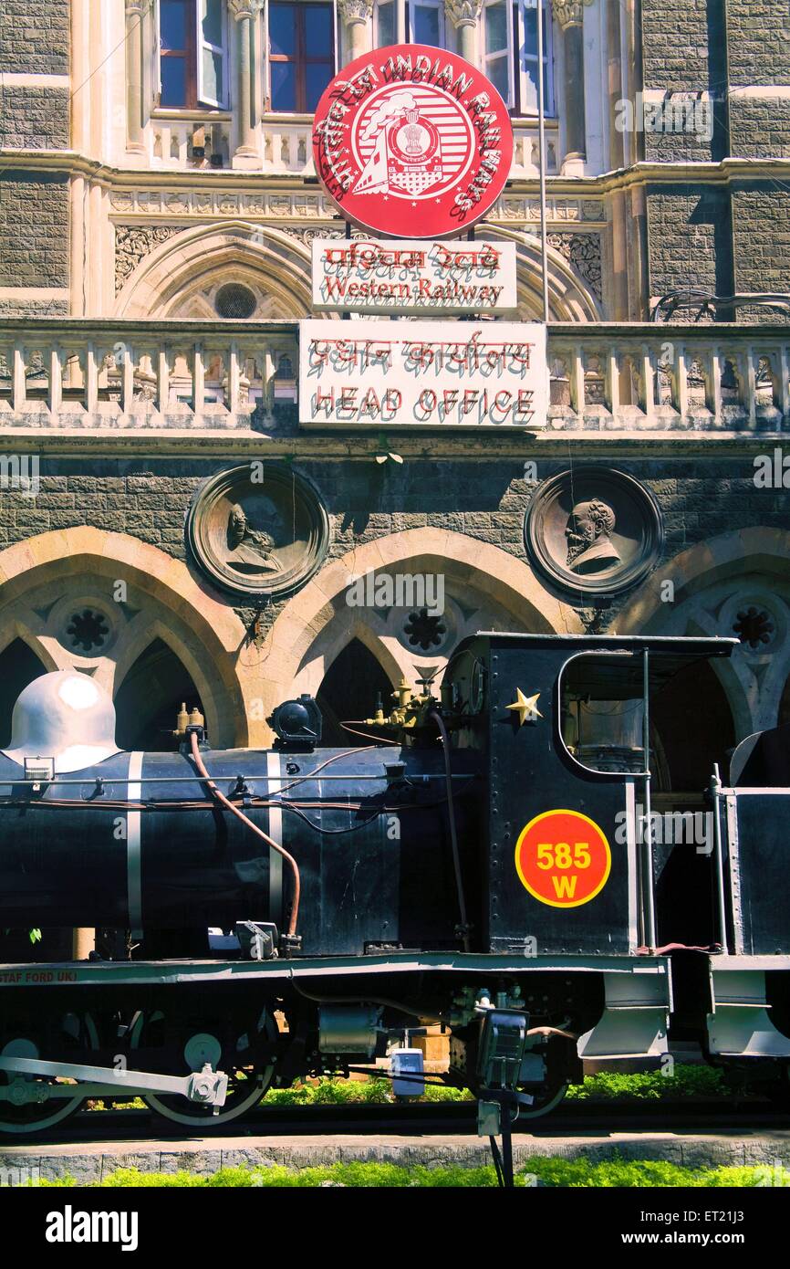 WESTERN Railway; Head Office Schild; Headquarters Office; Bombay, Mumbai, Maharashtra, Indien, Asien, Asien, Indien Stockfoto