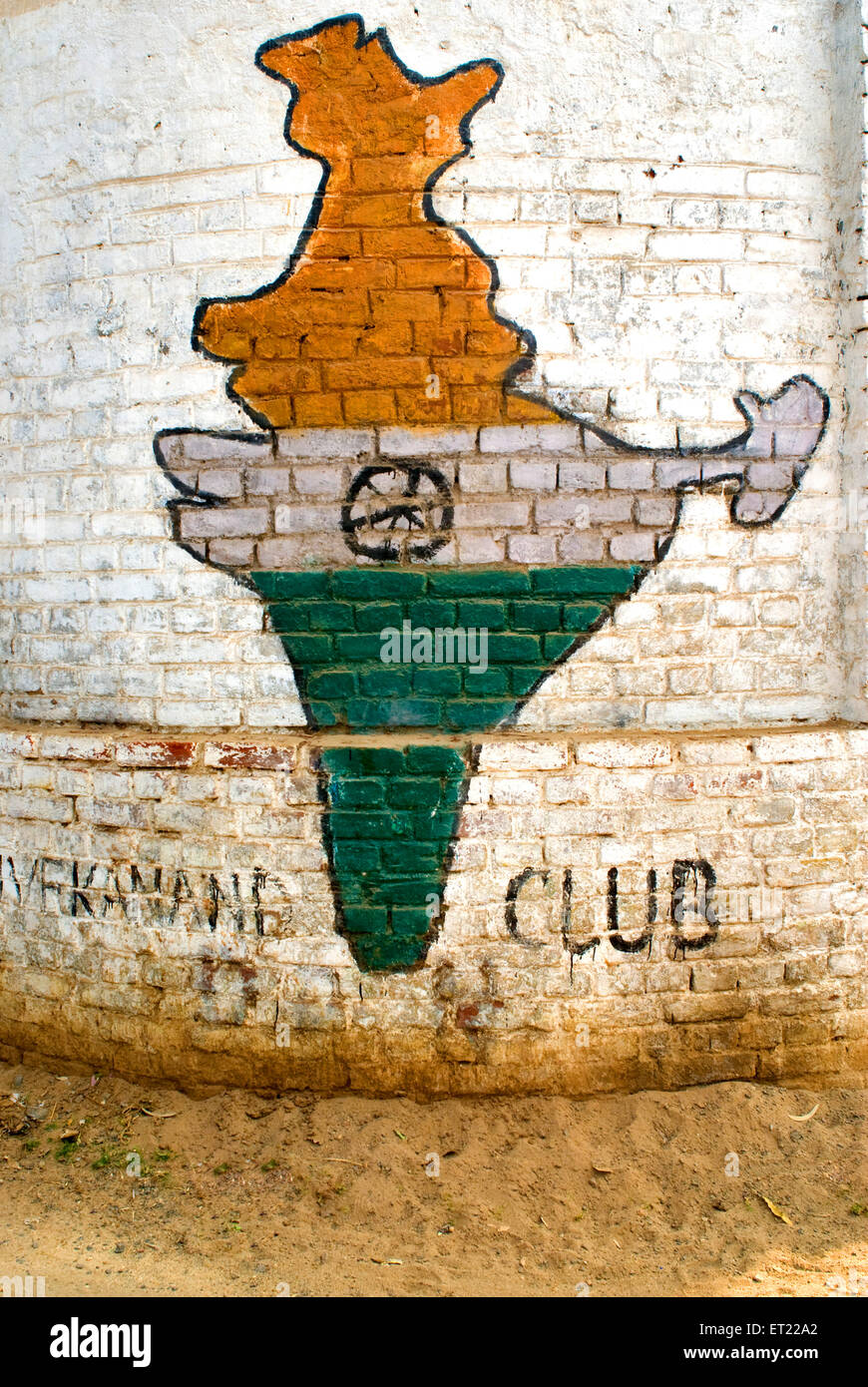 Indische Karte in Flagge von Indien Farben, Asansol, Paschim Bardhaman Bezirk, Westbengalen, Indien, Asien Stockfoto