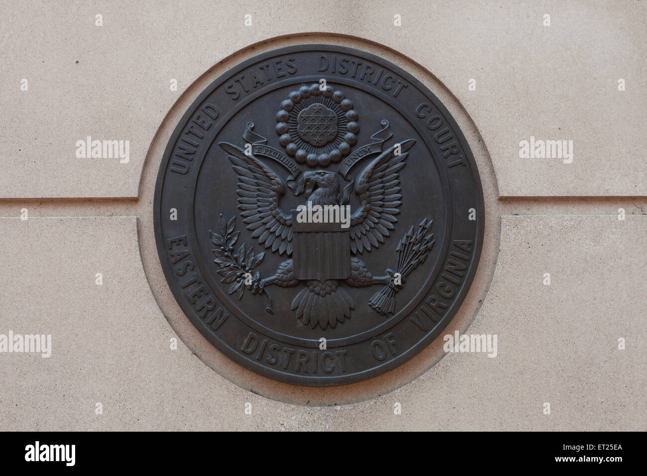 Das große Siegel der Vereinigten Staaten bei der US-District Court östlichen Bezirk von Virginia - Alexandria, Virginia, Vereinigte Staaten Stockfoto