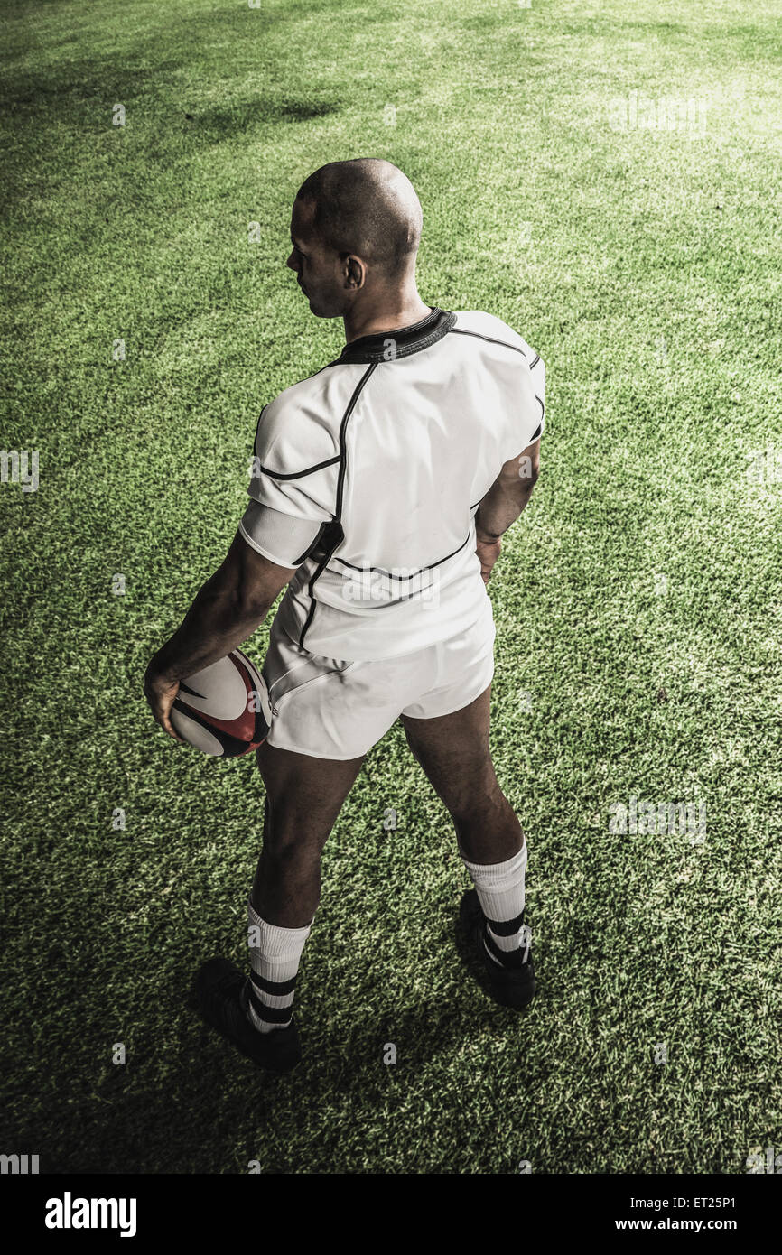 Glatze männliche Rugbyspieler Stockfoto