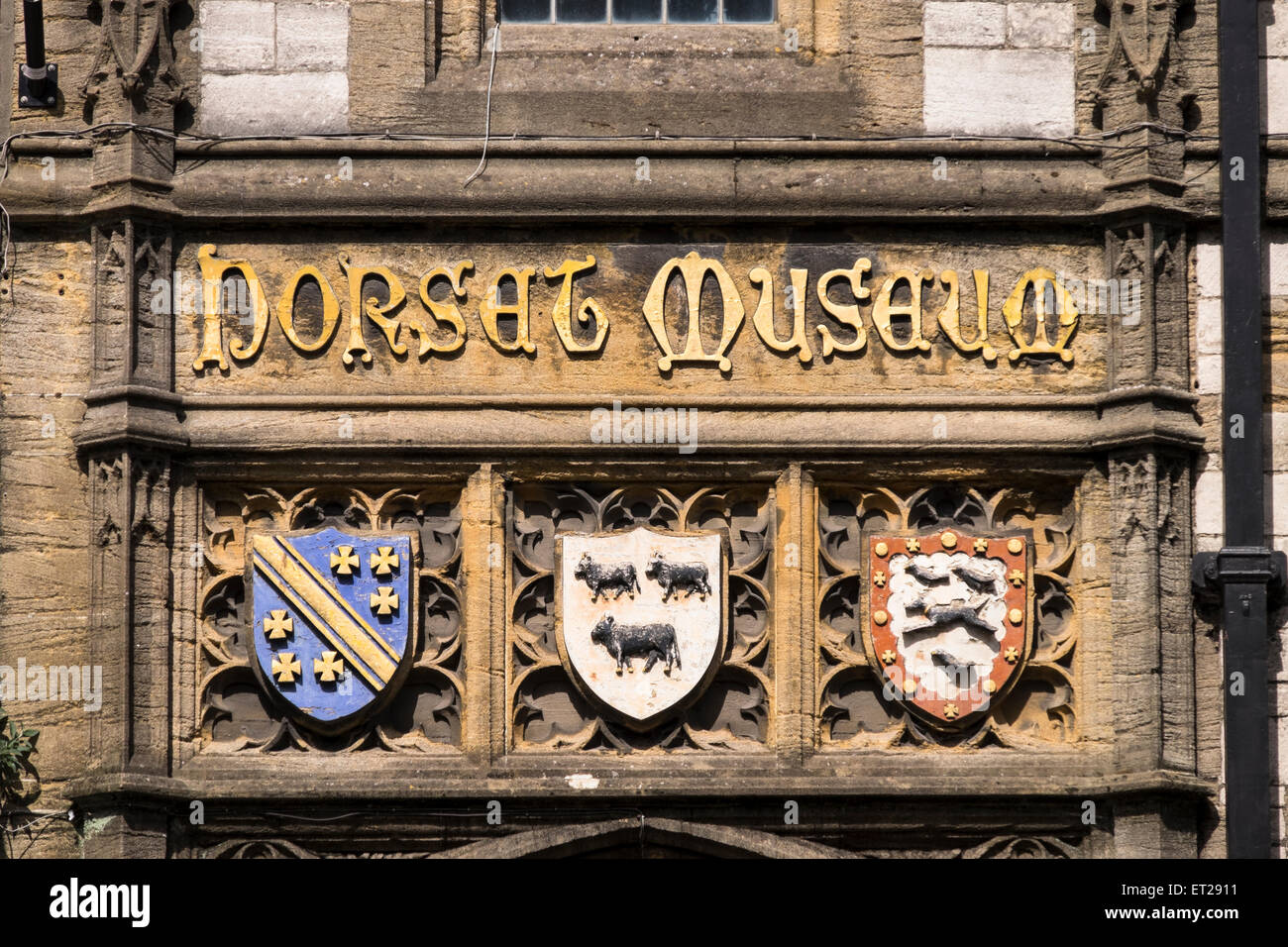 Nahaufnahme des Eingangs der Dorset County Museum in Dorchester Stockfoto