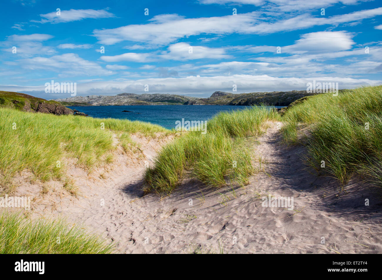 Weißer Sandstrand Und Blauer Ozean Auf Handa Island In Schottland Stockfoto