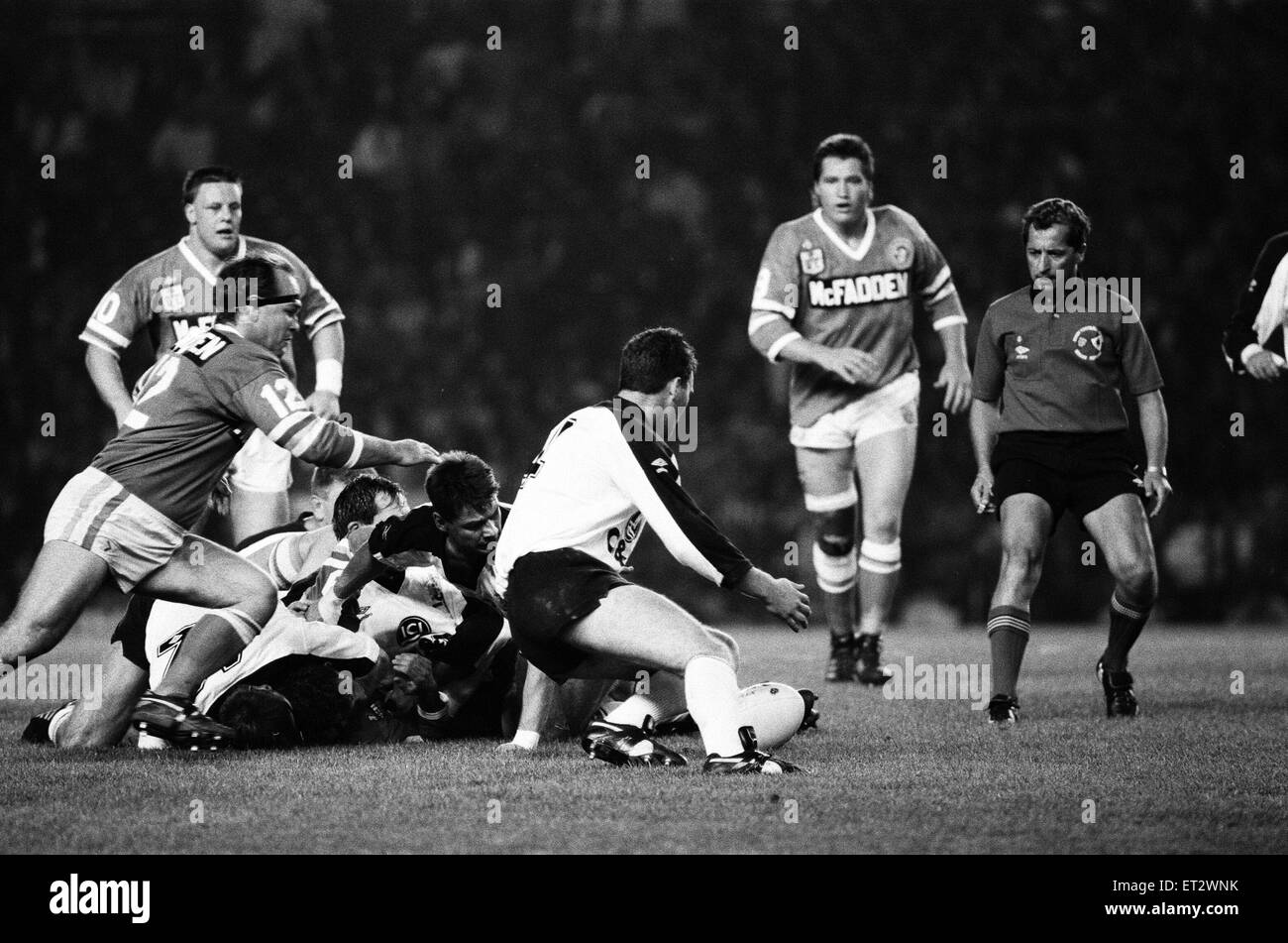 1989 World Cup Challenge (auch bekannt als die Fosters World Cup Challenge) die erste offizielle World Cup Challenge match.  Widnes statt 30 18 Canberra Raiders im Old Trafford, Manchester. 4. Oktober 1989. Stockfoto