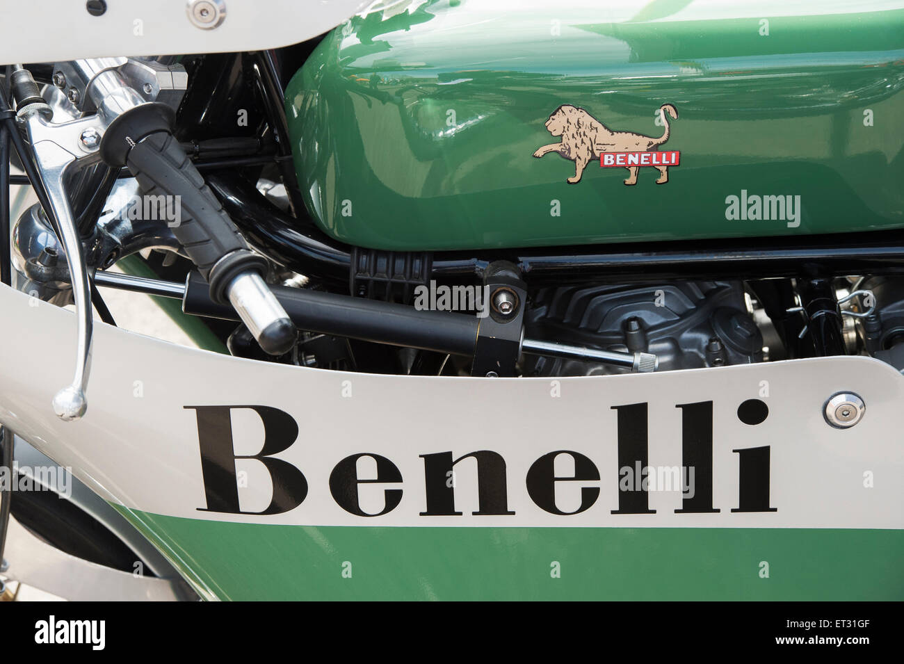 1968-Benelli race Replica 500ccm Motorrad Detail Stockfoto