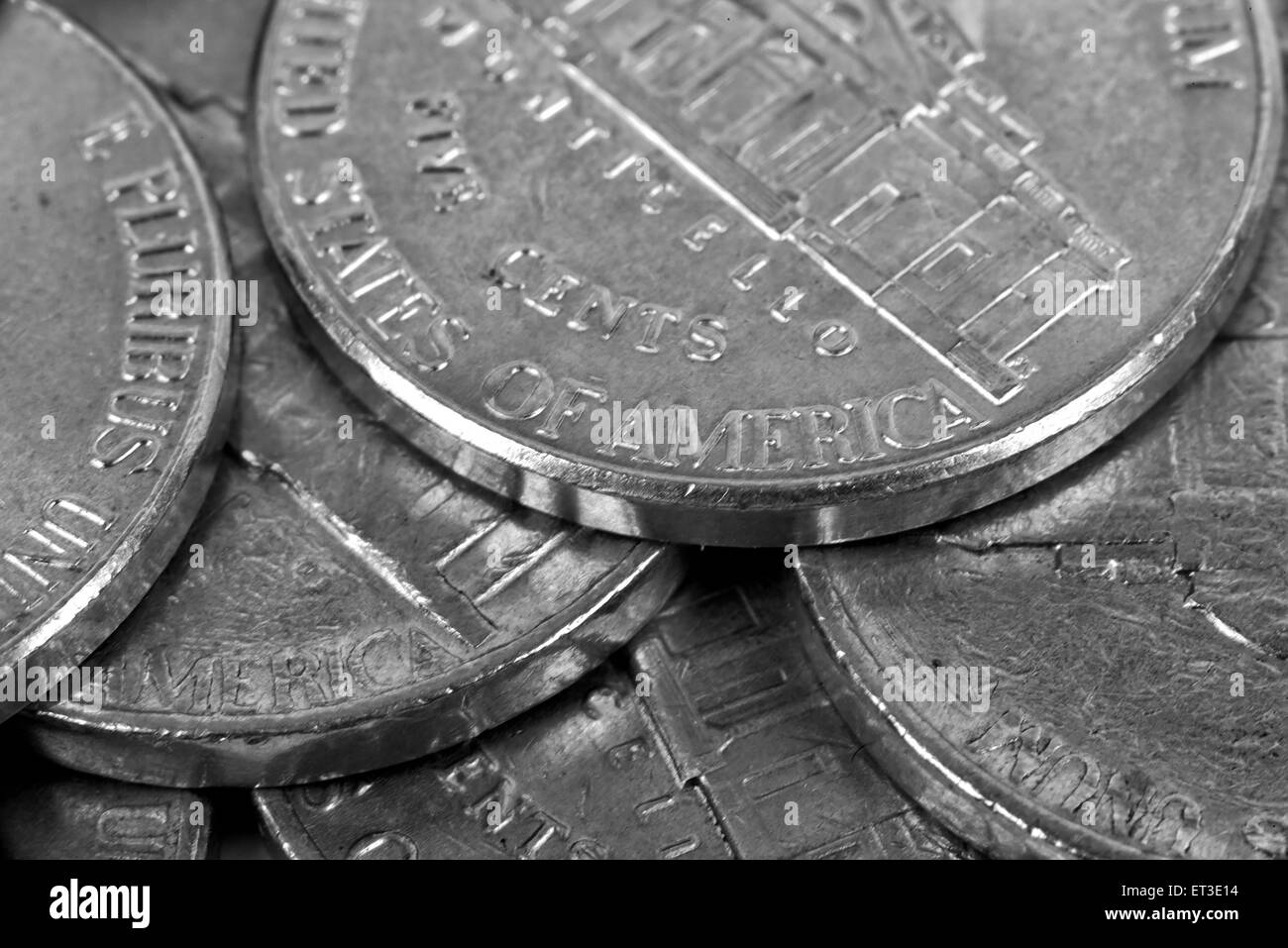 fünf-Cent-Münzen, zusätzliche Großaufnahme Stockfoto