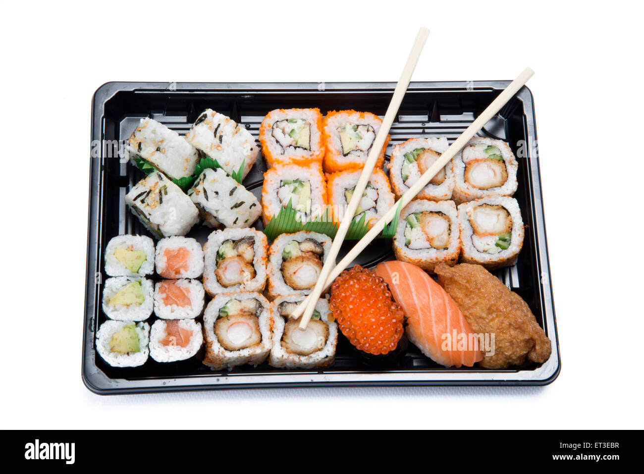 Sortiment-Sushi in box Stockfoto