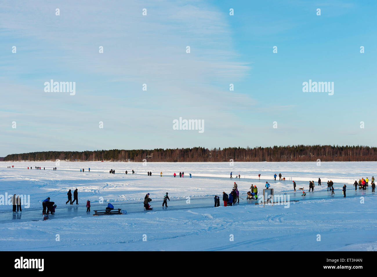 Polarkreis, Lappland, Skandinavien, Schweden, Lulea zugefrorenen See Stockfoto