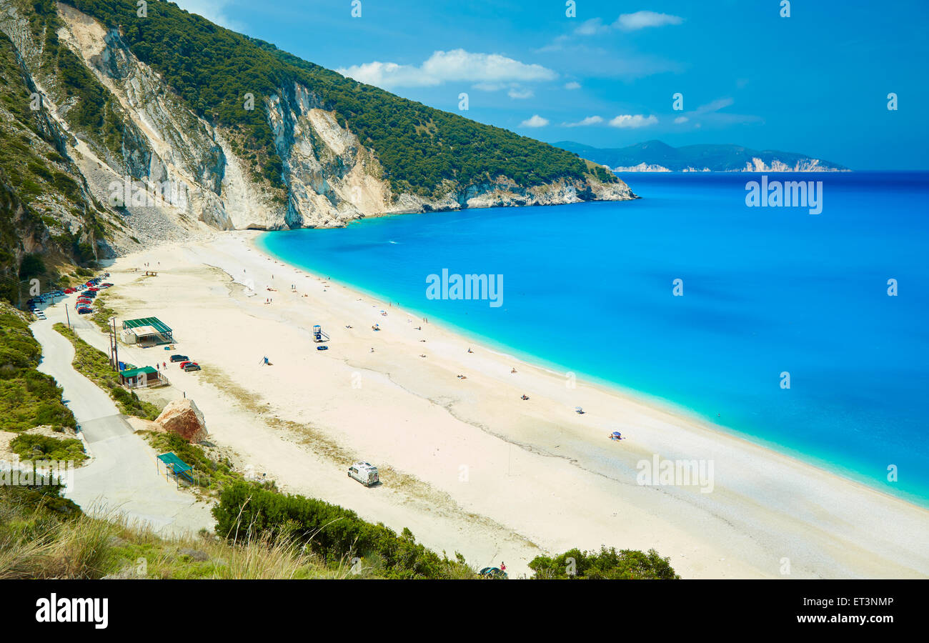 Myrtos Strand Kefalonia, Griechenland Stockfoto