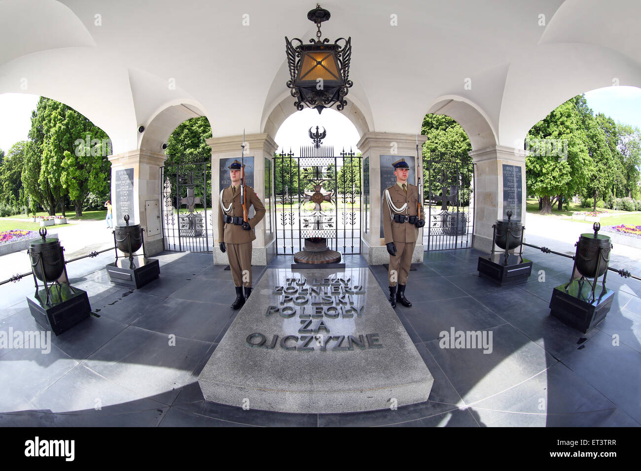 Grab des unbekannten Soldierin die Überreste eines sächsischen Palastes in Pilsudski-Platz in Warschau, Polen Stockfoto