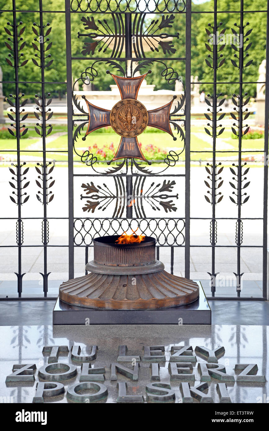 Grab des unbekannten Soldierin die Überreste eines sächsischen Palastes in Pilsudski-Platz in Warschau, Polen Stockfoto