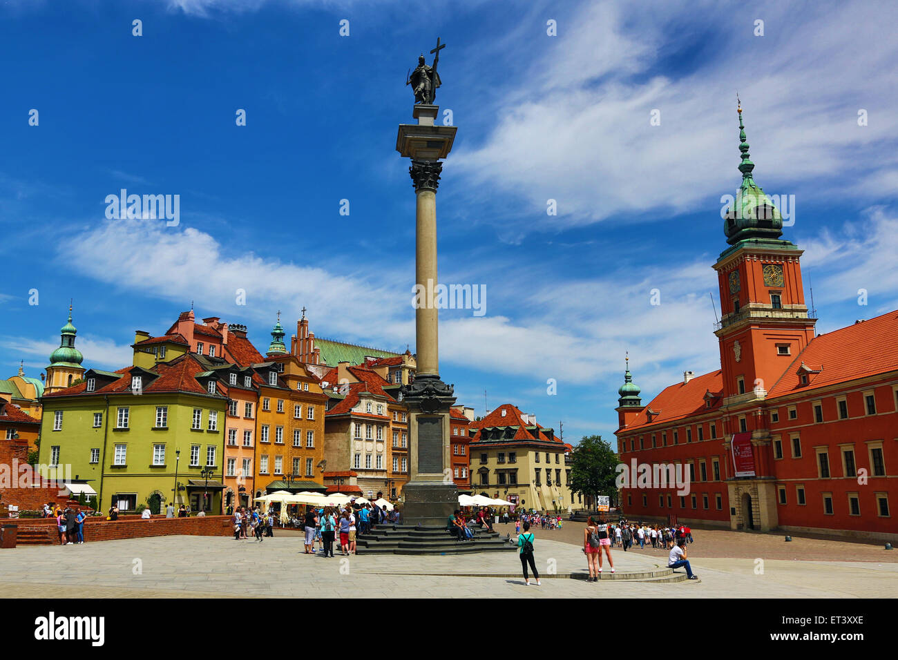 Schlossplatz mit Sigismund (Zygmund) Spalte und das Königsschloss in Warschau, Polen Stockfoto