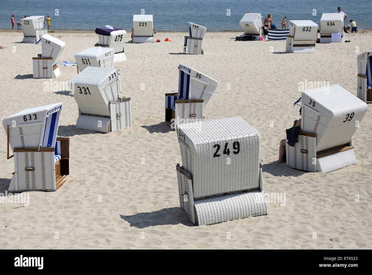 Sylt, Deutschland, Strandkoerbe auf den Strand von der Gemeinde Hoernum Stockfoto
